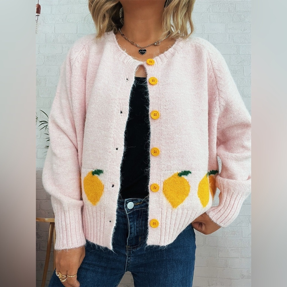 Lemon Pattern Button-Up Cardigan - Picture 10 of 16